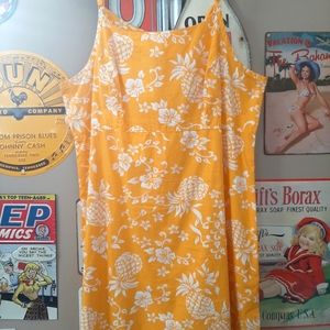 🍍Vintage yellow pineapple print made in Hawaii dress XL🍍🍍
